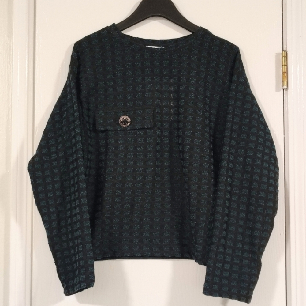 NWT Zara Woman Crewneck Sweater Checkered Women's Small Vintage Vibes Retro NEW!